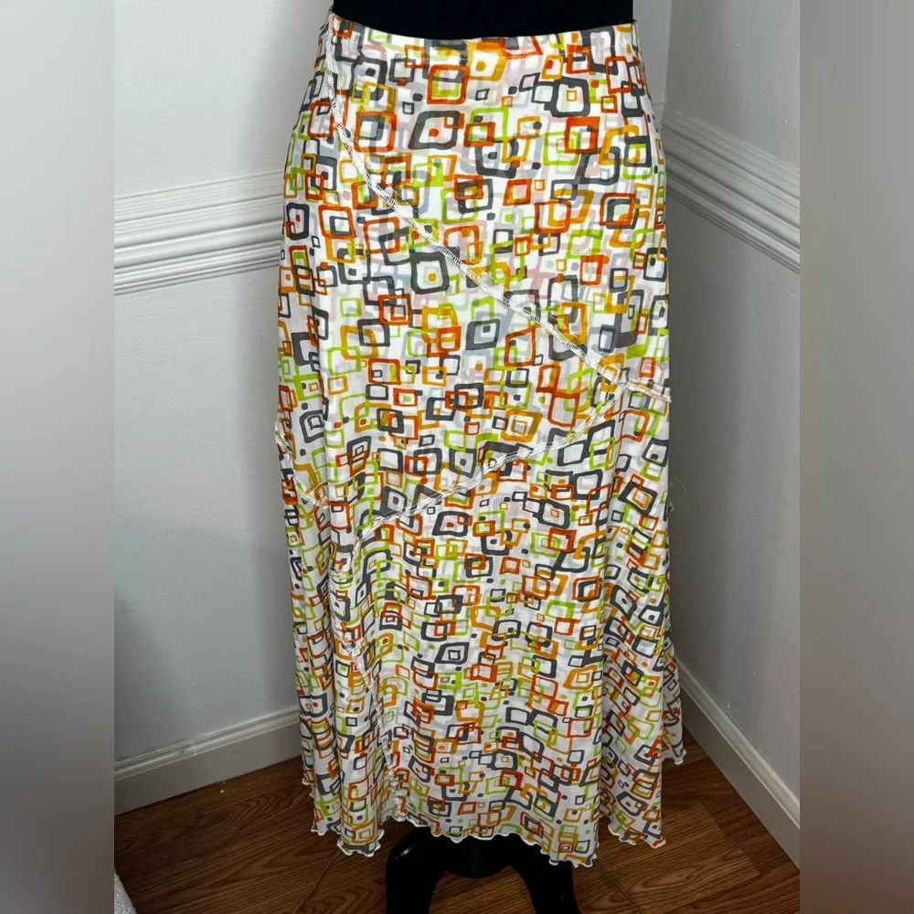 Multiples Colorful Abstract Maxi Skirt - Picture 2 of 6